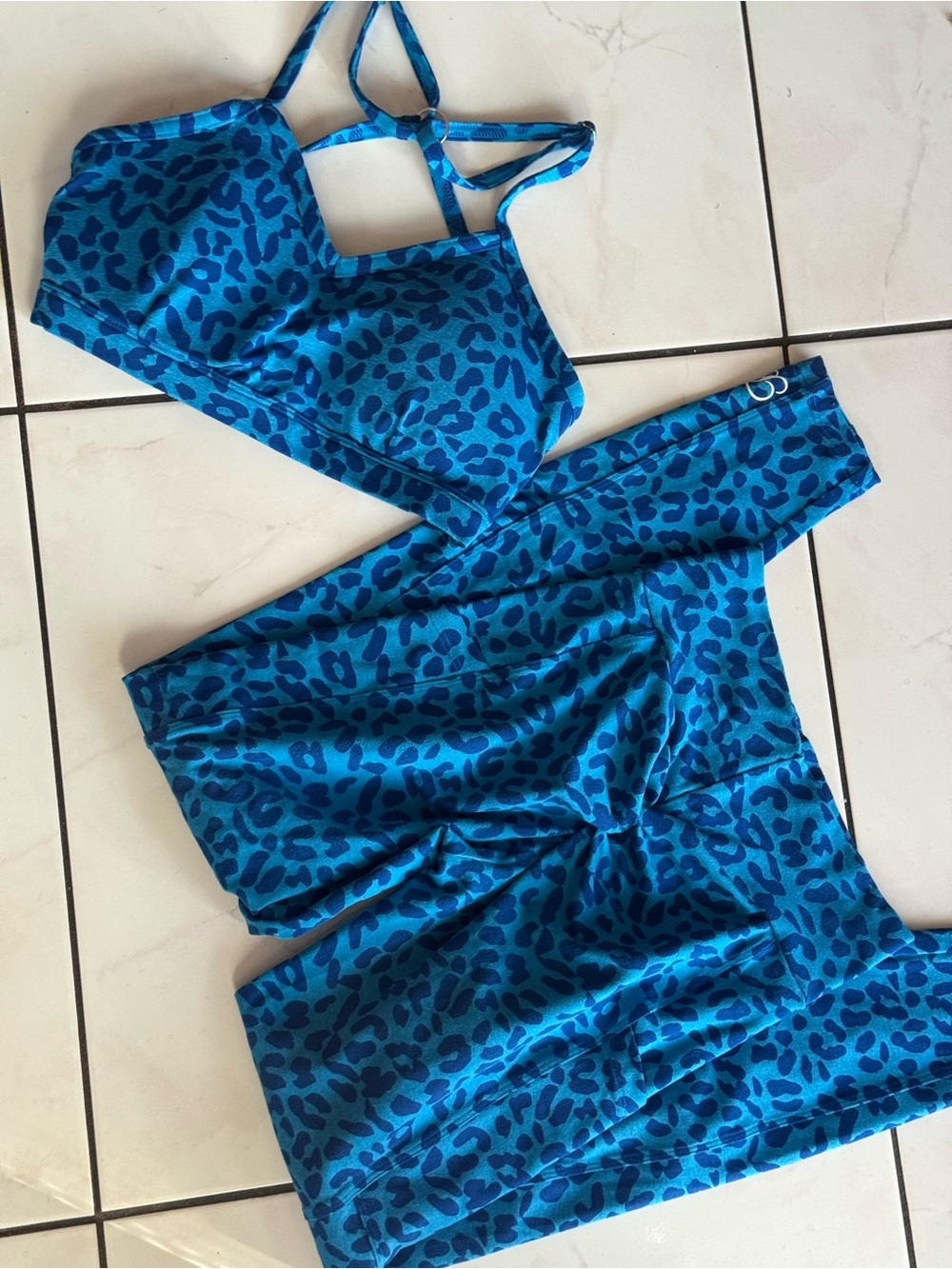Bombshell Sportswear Blue Leopard Print Active Top
